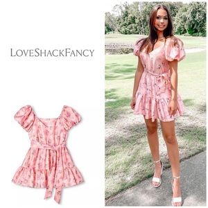 Love Shack Fancy Dress Sz 4 Silk Pink Floral Dress Bridal Summer LoveShackFancy